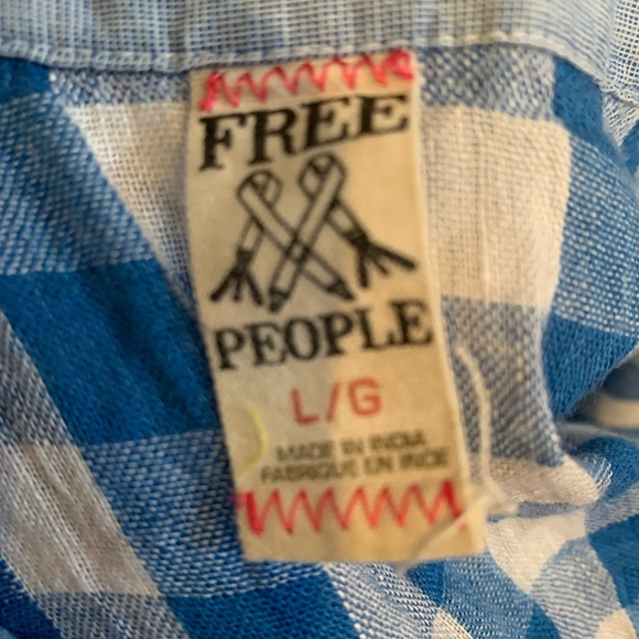 Free people short sleeved gingham top EUC - Picture 6 of 7